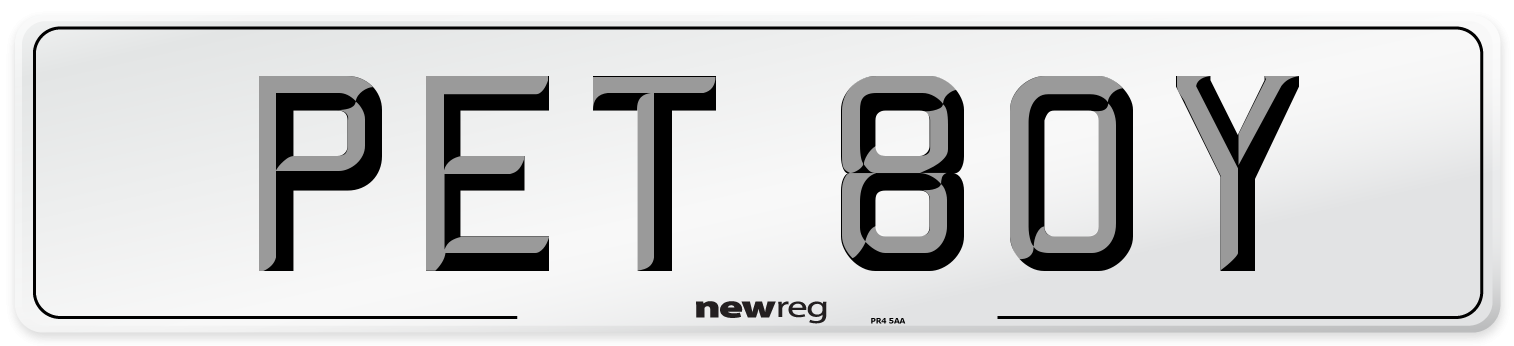 PET 80Y Number Plate from New Reg